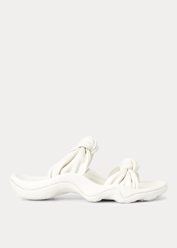 Sandalias Polo Ralph Lauren Mujer Blancos - Knotted-Strap Leather - YNLUR8495